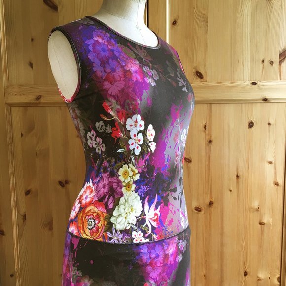 Sleeveless Dress Black Grey Floral Soft Jersey - Picture 3 of 12